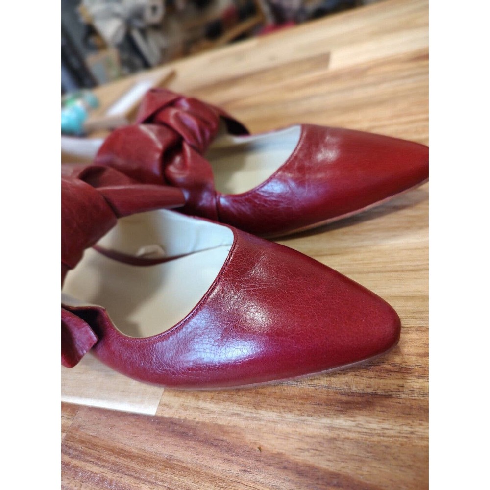 Zara Basics Red Bow Flats Size 38 Worn 1x Gorgeous - Picture 2 of 10